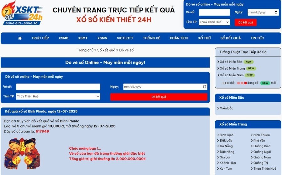 Hướng dẫn dò nhanh KQXS kiến thiết miền Nam trên xskt24h.com