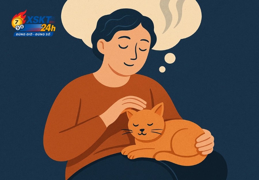 Mơ mèo nhảy vào lòng và cảm thấy nhẹ nhõm