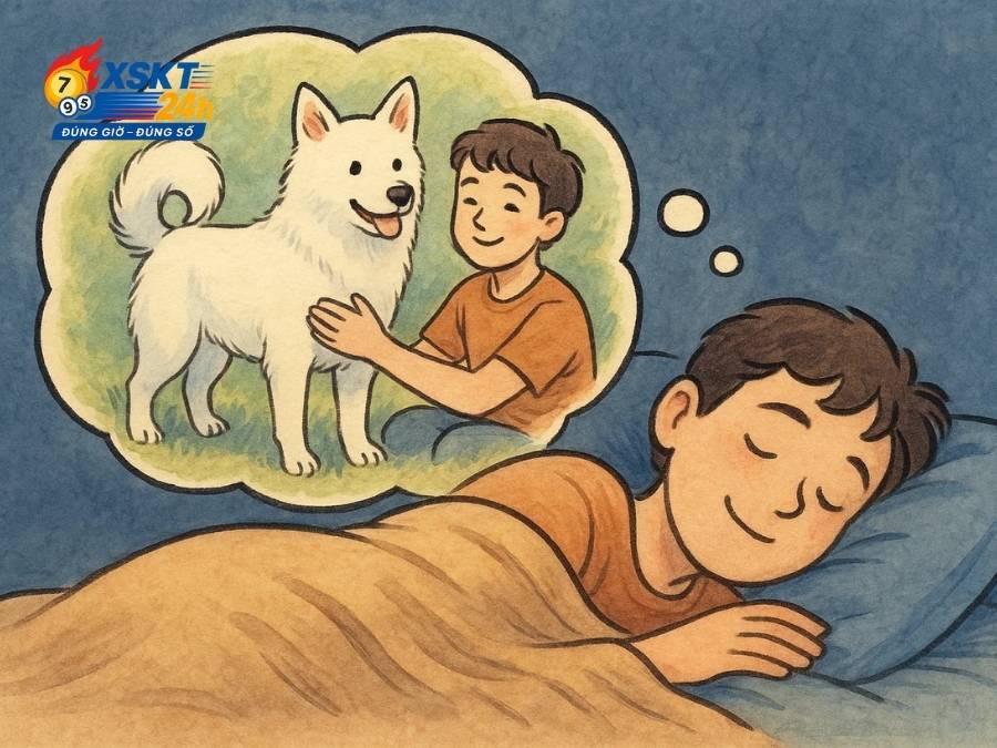 Giấc mơ thấy chó trắng được bạn chăm sóc là điềm tốt lành