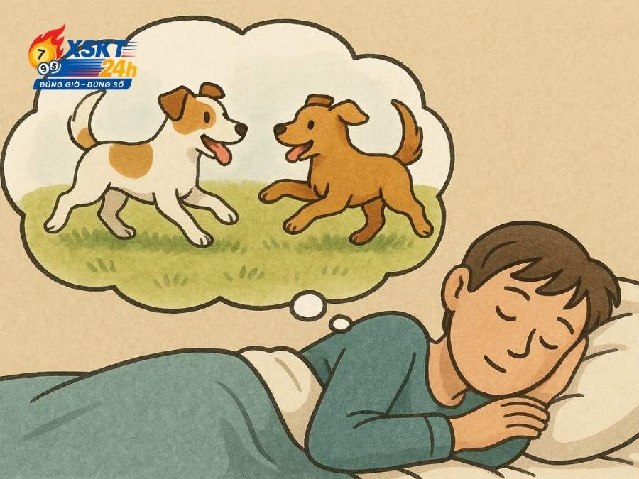 Ngủ mơ thấy 2 chú chó chơi đùa – Cân bằng nội tâm, niềm vui