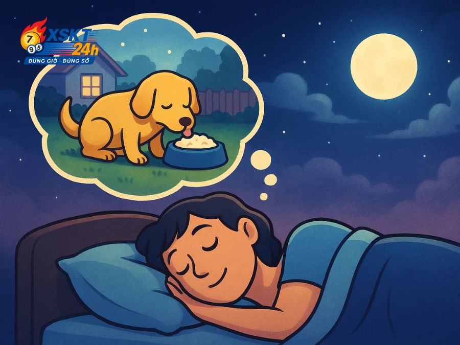 Mơ thấy con chó vàng đang ăn thể hiện sự phục hồi và nuôi dưỡng nội lực