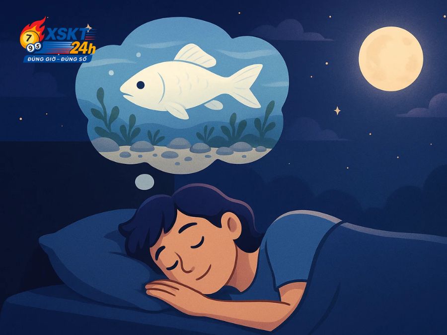 Mơ cá trắng bơi trong nước trong vắt báo hiệu công việc thuận buồm xuôi gió