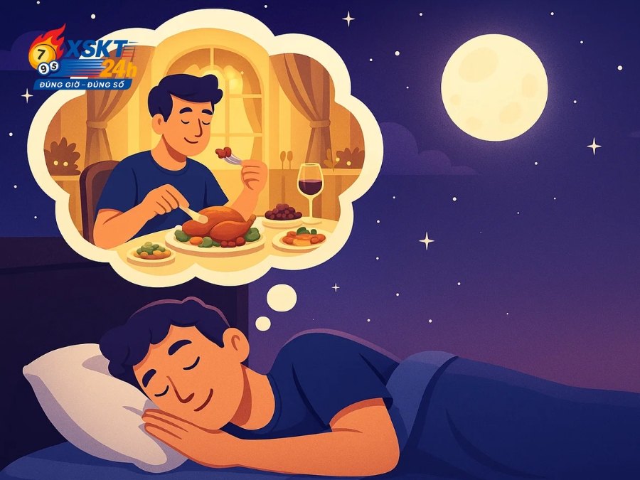 Ngủ mơ thấy đang ăn trong 1 bữa tiệc sang trọng